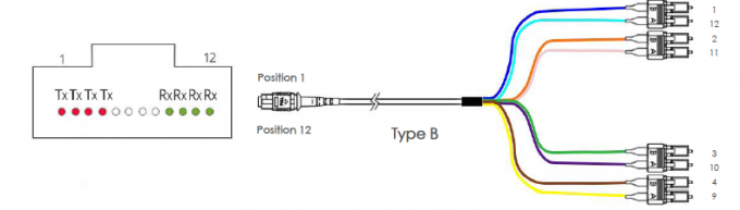 Кабель OM3 MTP хобота MTP женский к 4 SC UPC 8 волокон кабель 2 заплаты проламывания 50/125 проводок