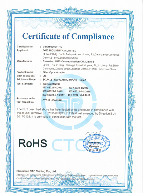 Китай OMC Industry Co.Limited Сертификаты